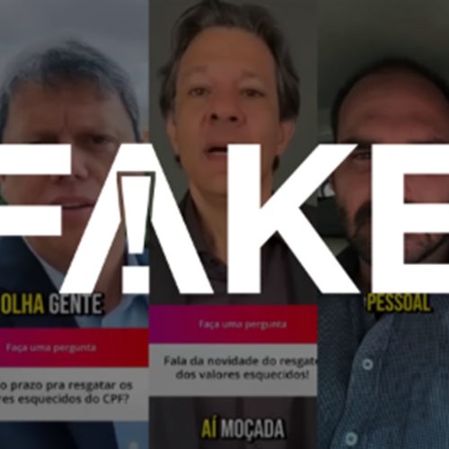 É #FAKE vídeo de Bolsonaro, Tarcísio e Haddad anunciando resgate de valores a receber no Banco Central; trata-se de golpe